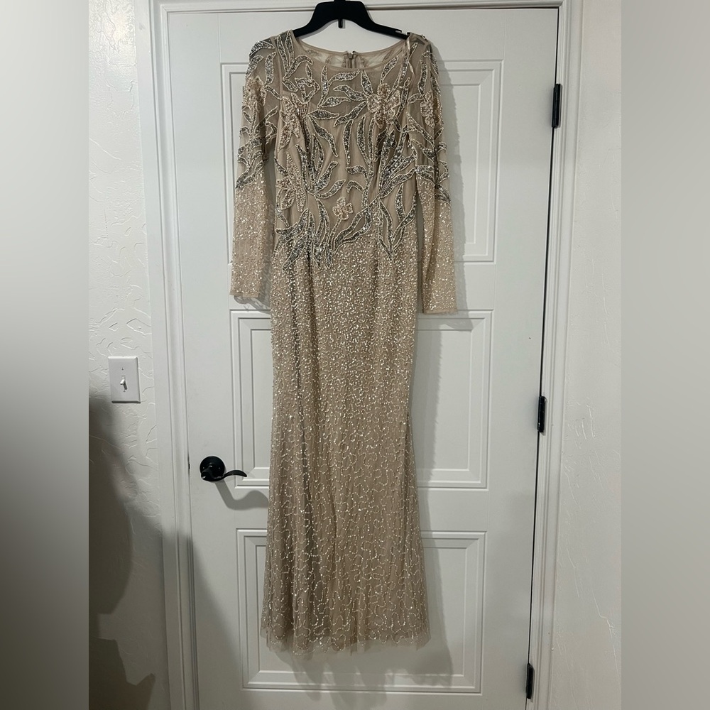 Elegant Beaded Gown in Gold and Silver